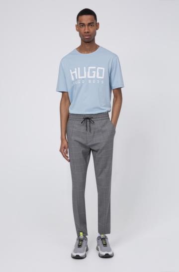 Koszulki HUGO Cotton Jersey Głęboka Niebieskie Męskie (Pl29481)